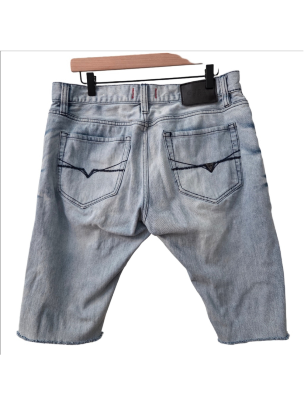 Guess Men's 33 Scotch Fit Light Wash Denim Cut Off Shorts Upcycled